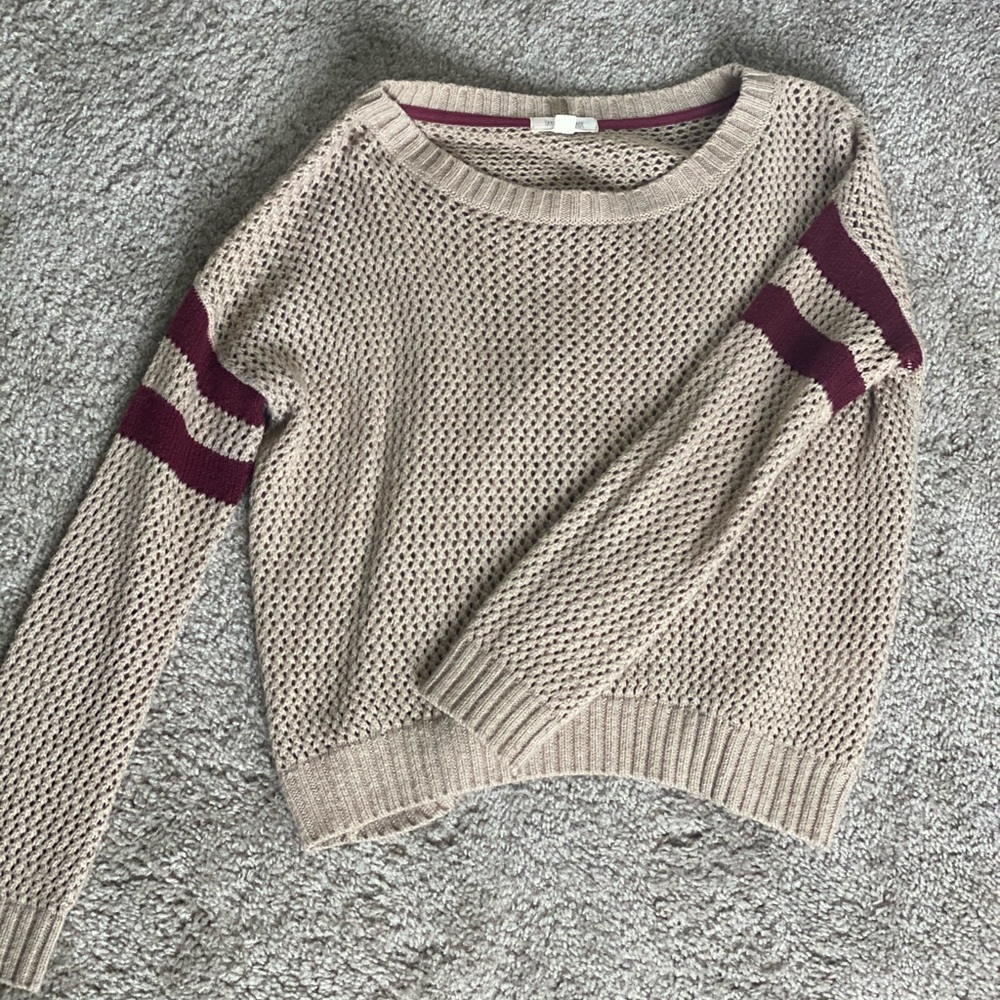 Taylor and Sage Jersey Strip Knit Sweater
